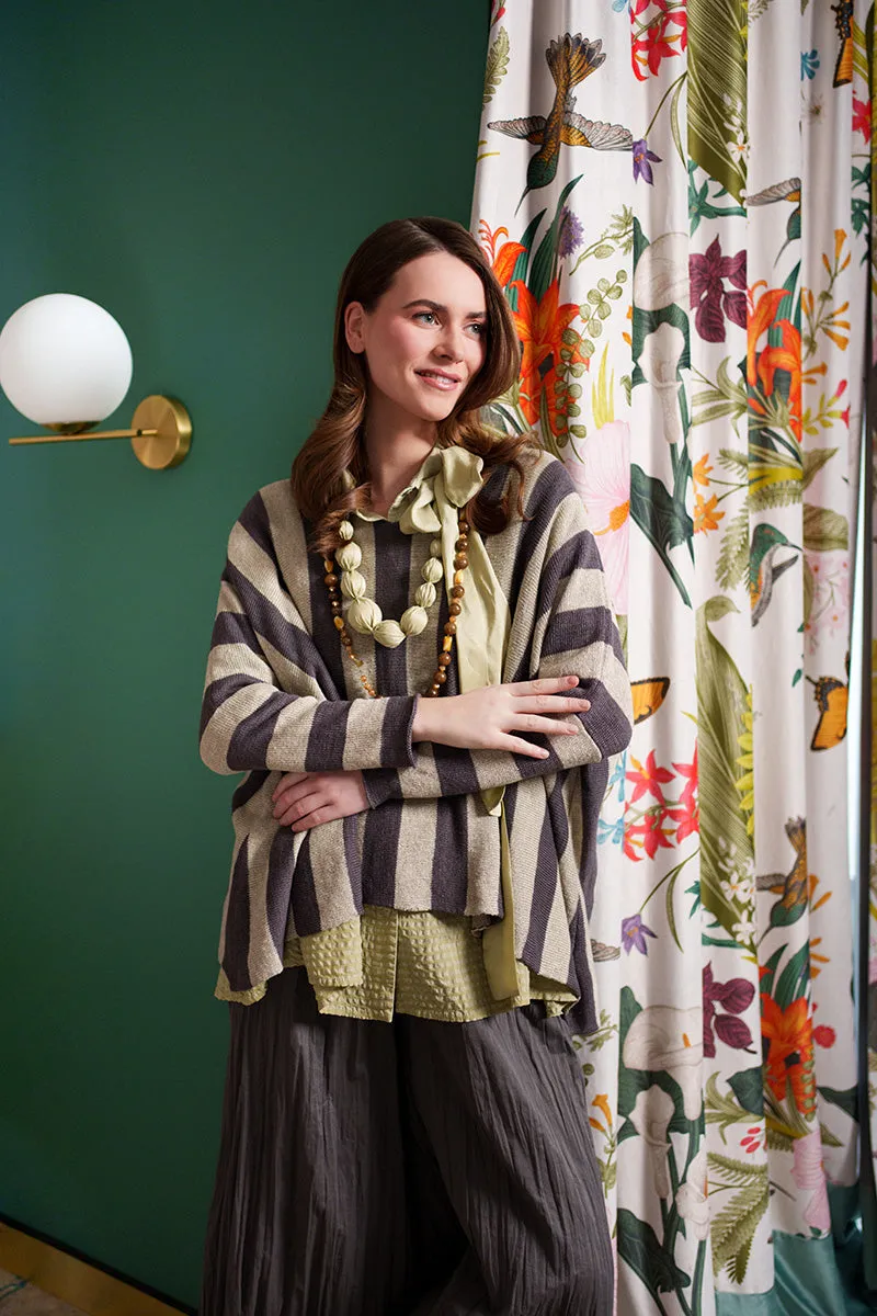 Loose Laurel Green Textured Silk Linen Shirt