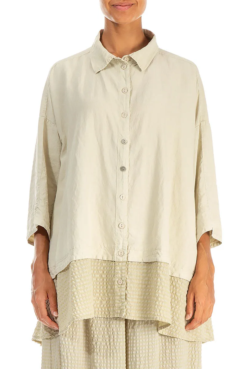 Loose Laurel Green Textured Silk Linen Shirt