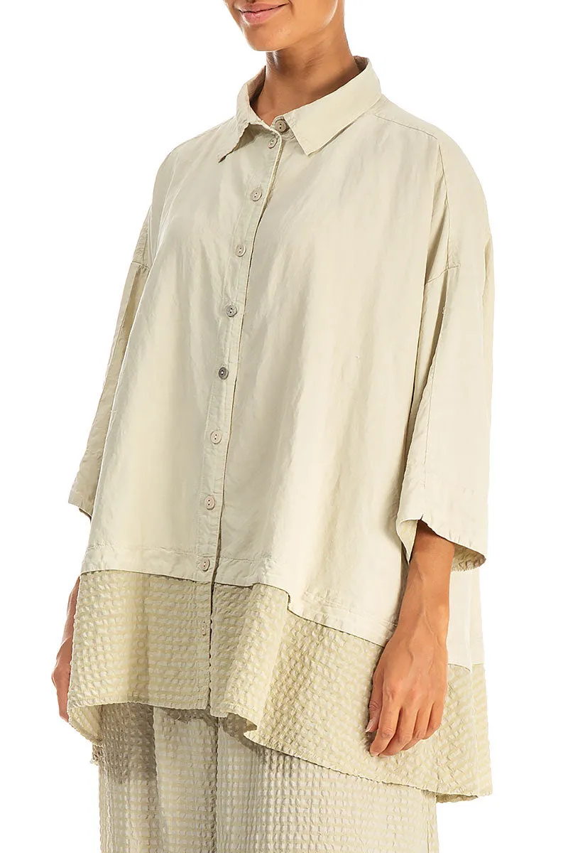 Loose Laurel Green Textured Silk Linen Shirt