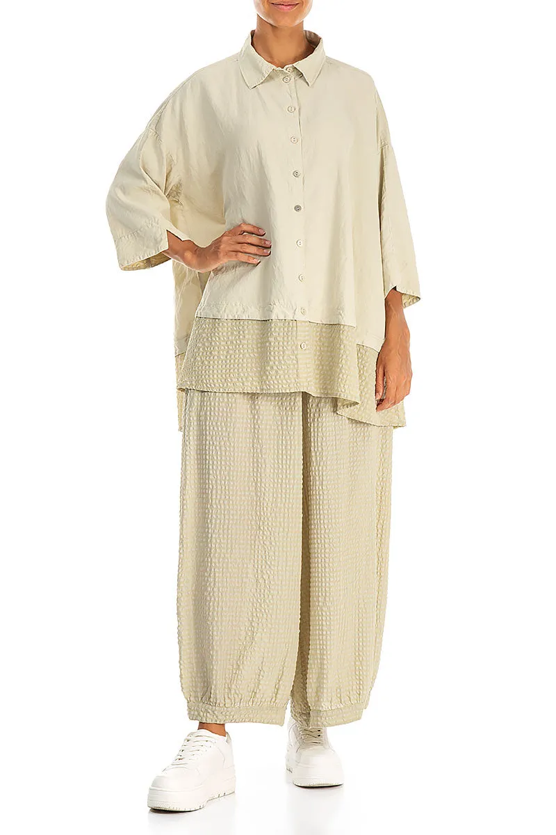 Loose Laurel Green Textured Silk Linen Shirt