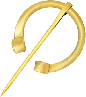 Lord of Battles Viking Pennanular Renaissance Solid Brass Brooch Medieval Functional Fibula Rolled Edges Cloak Pin Cosplay Costume Dress Up Viking Theater Accessory