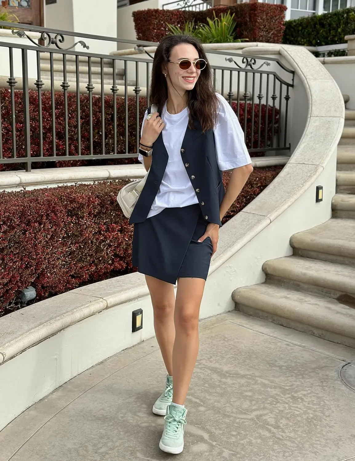 luvamia 2 Piece Skirt Sets for Women Dressy Sleeveless Blazer Vest Skirts Matching Suit Set Business Casual Work Outfits