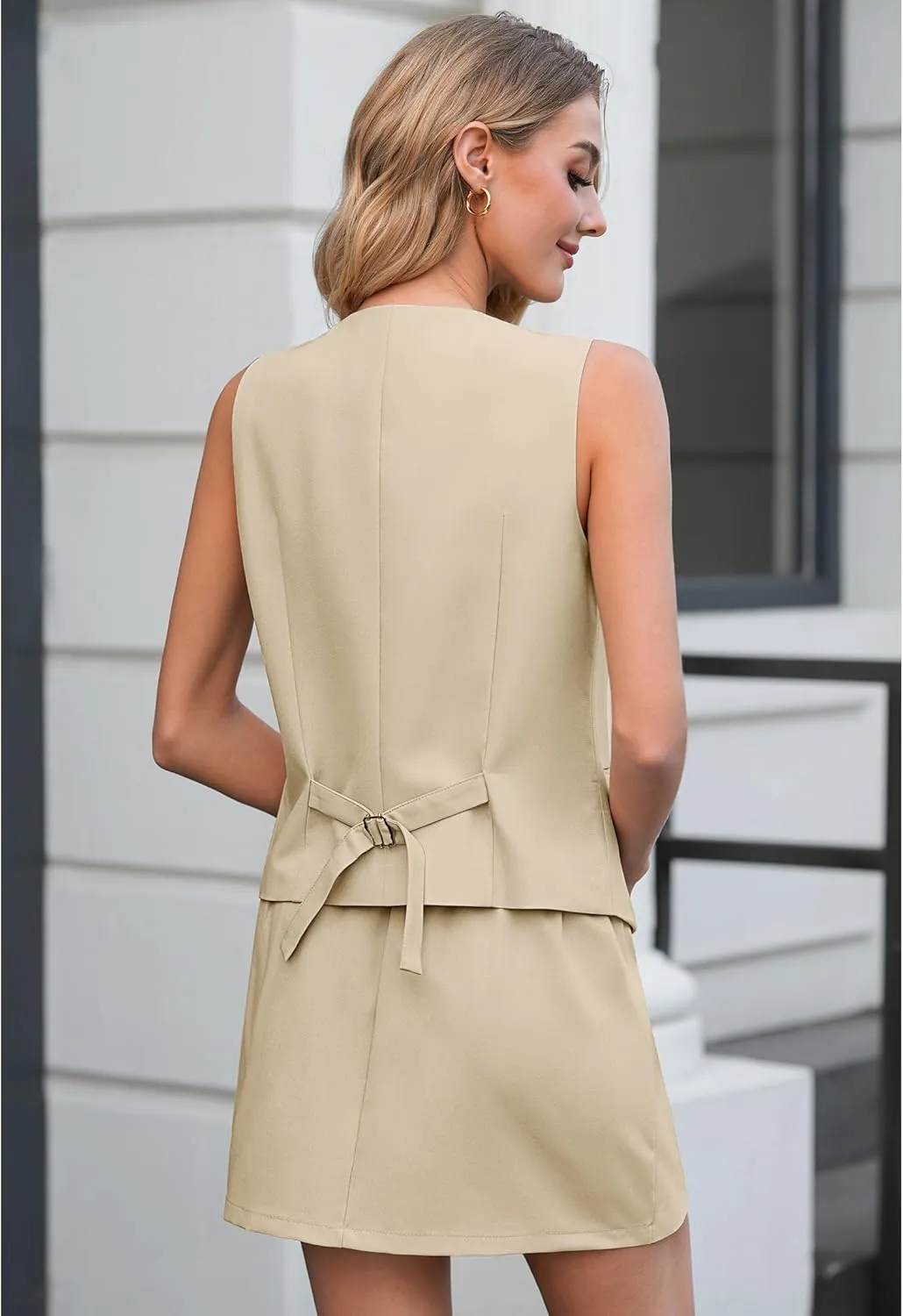 luvamia 2 Piece Skirt Sets for Women Dressy Sleeveless Blazer Vest Skirts Matching Suit Set Business Casual Work Outfits