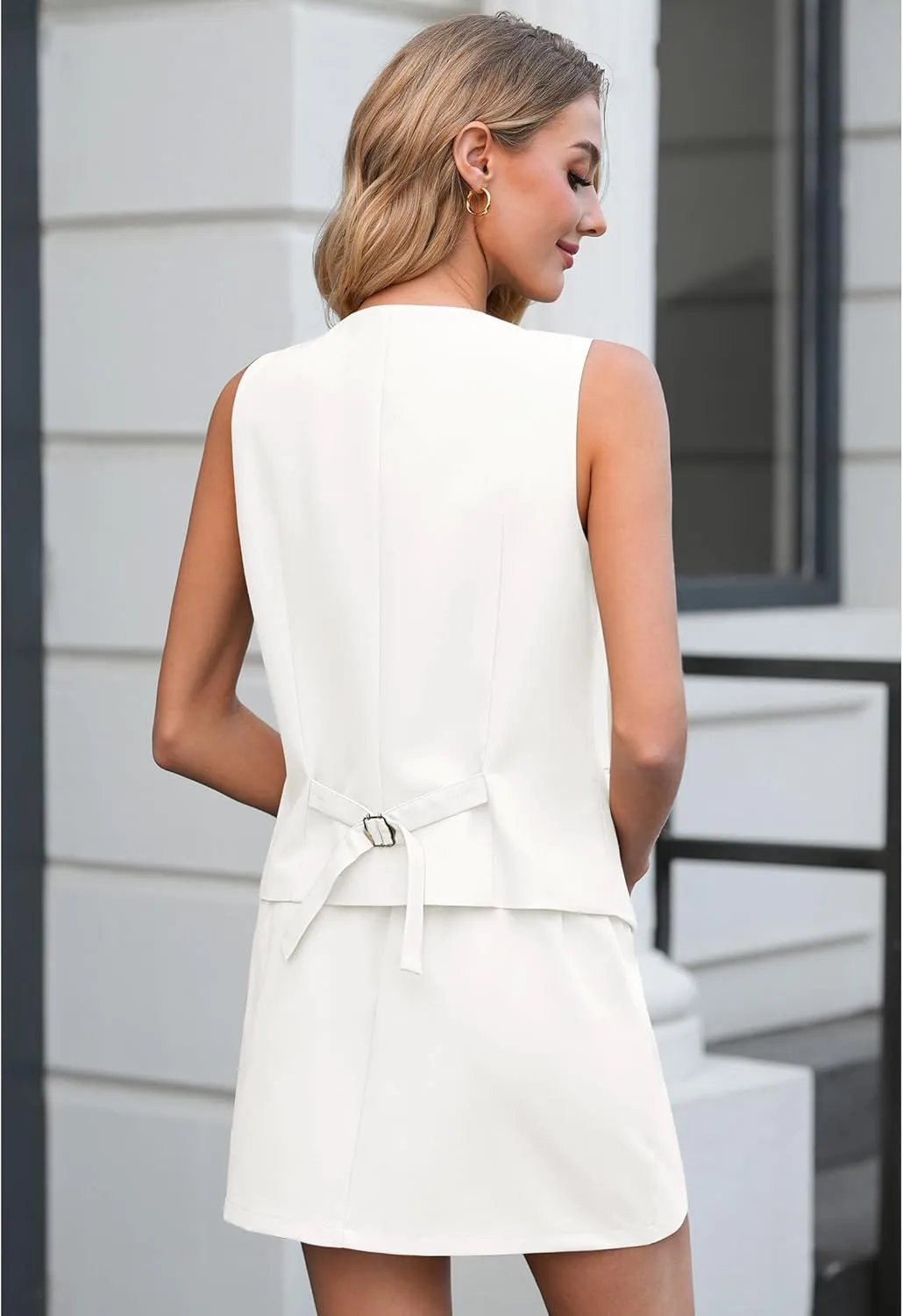 luvamia 2 Piece Skirt Sets for Women Dressy Sleeveless Blazer Vest Skirts Matching Suit Set Business Casual Work Outfits