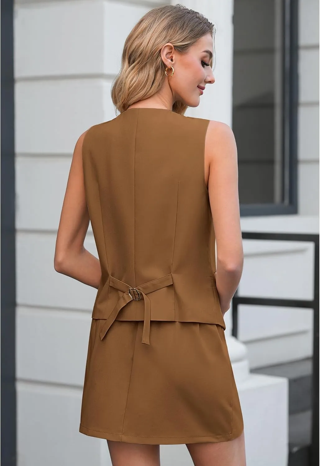 luvamia 2 Piece Skirt Sets for Women Dressy Sleeveless Blazer Vest Skirts Matching Suit Set Business Casual Work Outfits