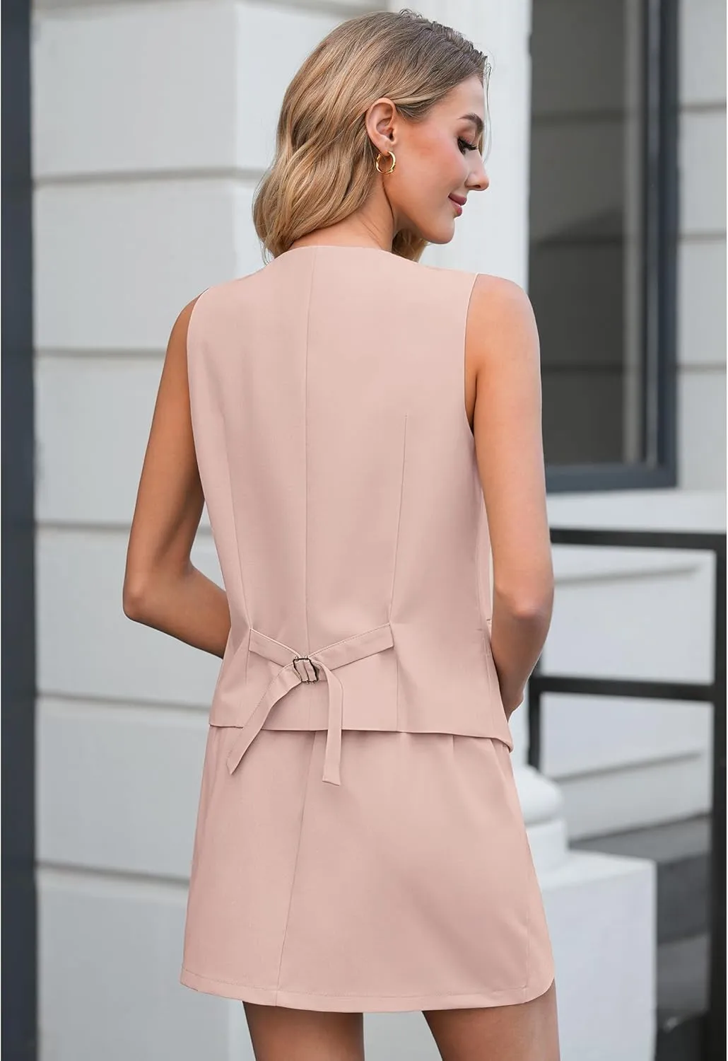 luvamia 2 Piece Skirt Sets for Women Dressy Sleeveless Blazer Vest Skirts Matching Suit Set Business Casual Work Outfits