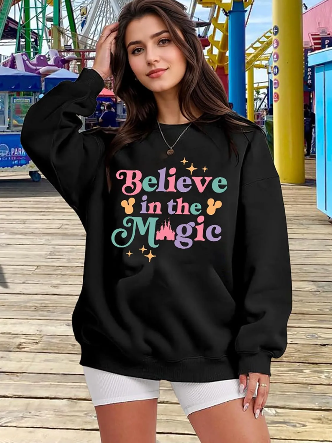 Magic Kingdom Sweatshirts For Women Oversized Magical Shirt Cute Vacation Tees Girls Castle Graphic Long Sleeve Tops