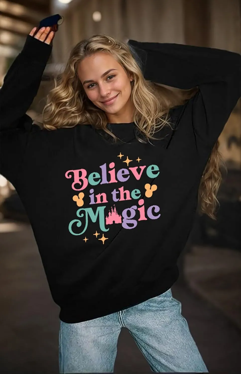 Magic Kingdom Sweatshirts For Women Oversized Magical Shirt Cute Vacation Tees Girls Castle Graphic Long Sleeve Tops