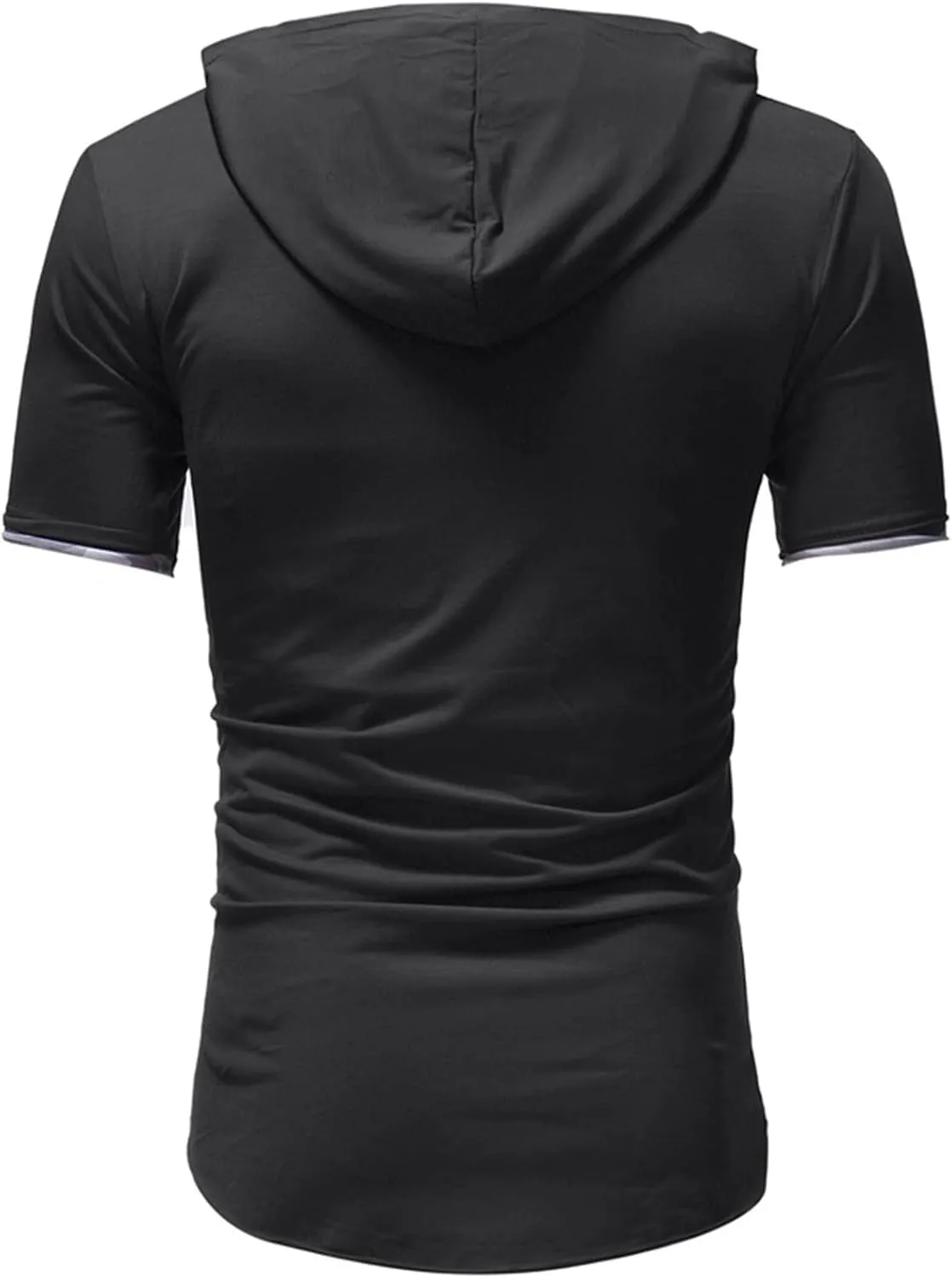 Maiyifu-GJ Mens Hip Hop Ripped Hoodie Tops Short Sleeve Hooded Workout Sweatshirts Casual Athletic Hoodies T-Shirt Pullover
