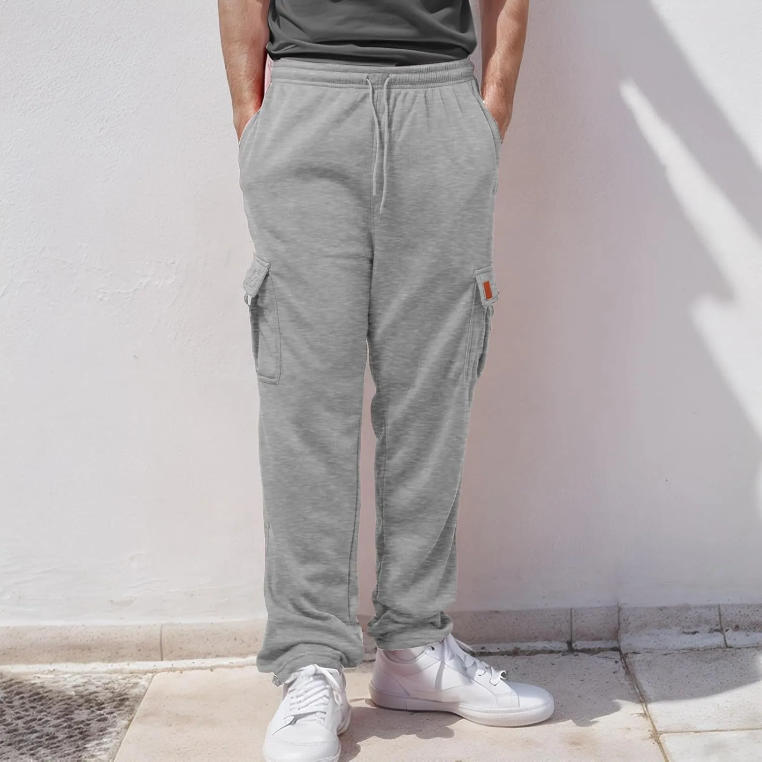 Male Fashion Fitness Trousers Loose Fit Hiking Joggers Outdoor Wearing Pants with Pockets Overalls Gym Sweatpants