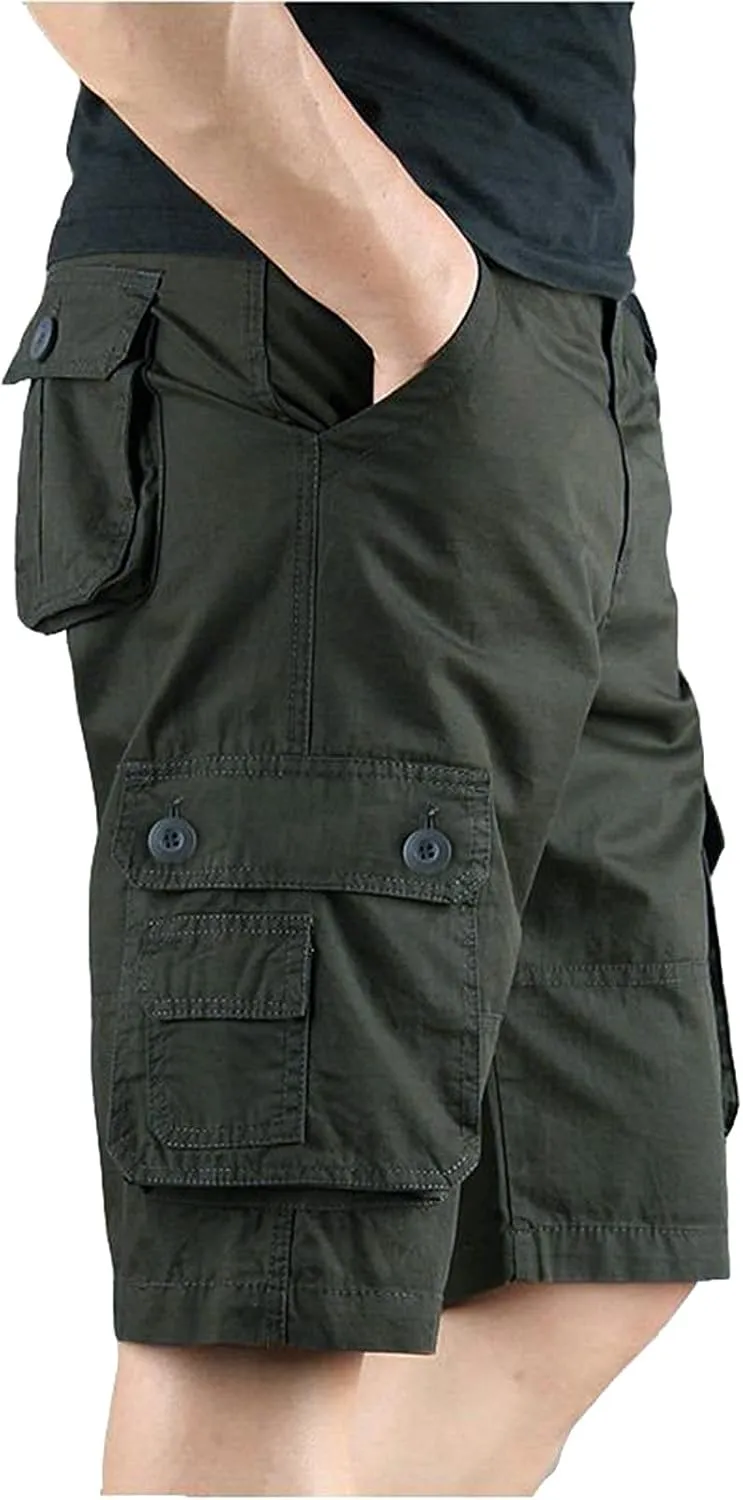 Men Shorts Casual Overalls Summer Men's and Color Pants with Multi-Pocket Men's Pants Black Cargo Shorts Men Work