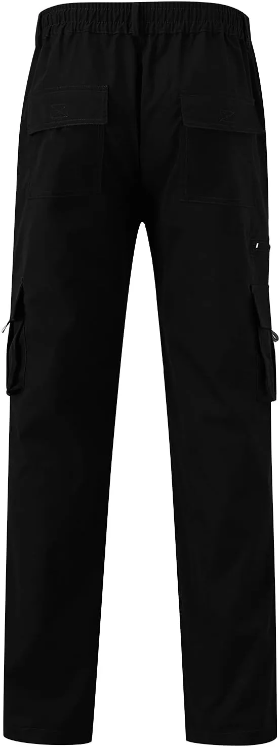 Mens All Season Fit Pants Casual Solid Color Trousers Fashion Overalls Straight Leg Sports Joggers with Pockets