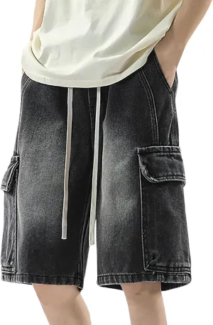 Mens Baggy Denim Jorts Y2K Loose Hip Hop Jean Shorts Summer Casual Short Jeans Streetwear Clothes