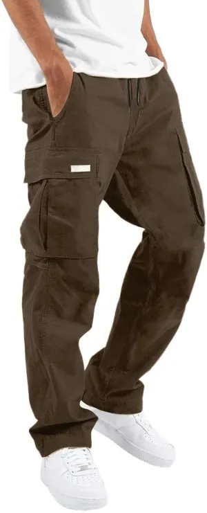 Men's Cargo Pants Solid Color Summer Lightweight Trousers Lounge Loose Fit Overalls House Outdoor Hiking Joggers