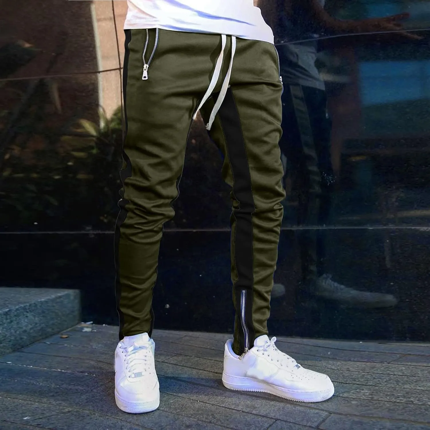 Men's Casual Cargo Pants Multi Pockets Twill Chino Pants Loose Fit Joggers Hiking Trousers Gym Sweatpants Overalls