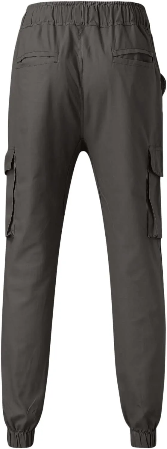 Men's Casual Cargo Pants Multi Pockets Twill Chino Pants Loose Fit Joggers Hiking Trousers Gym Sweatpants Overalls