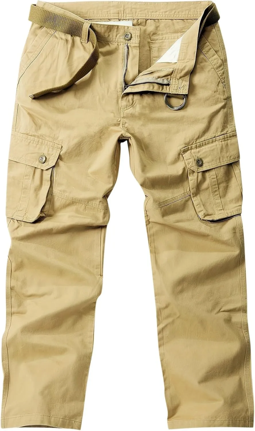Mens Casual Cargo Pants Workout Joggers Ring Hole Expandable Waist Waistband Work Pants Baggy Pockets Hiking Pants