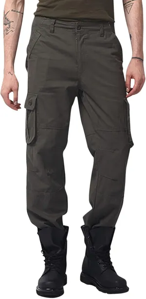 Men's Casual Tactical Pants Multi-Pocket Solid Outdoor Trousers Loose Straight Durable Gym Hiking Overalls Cargo Pants