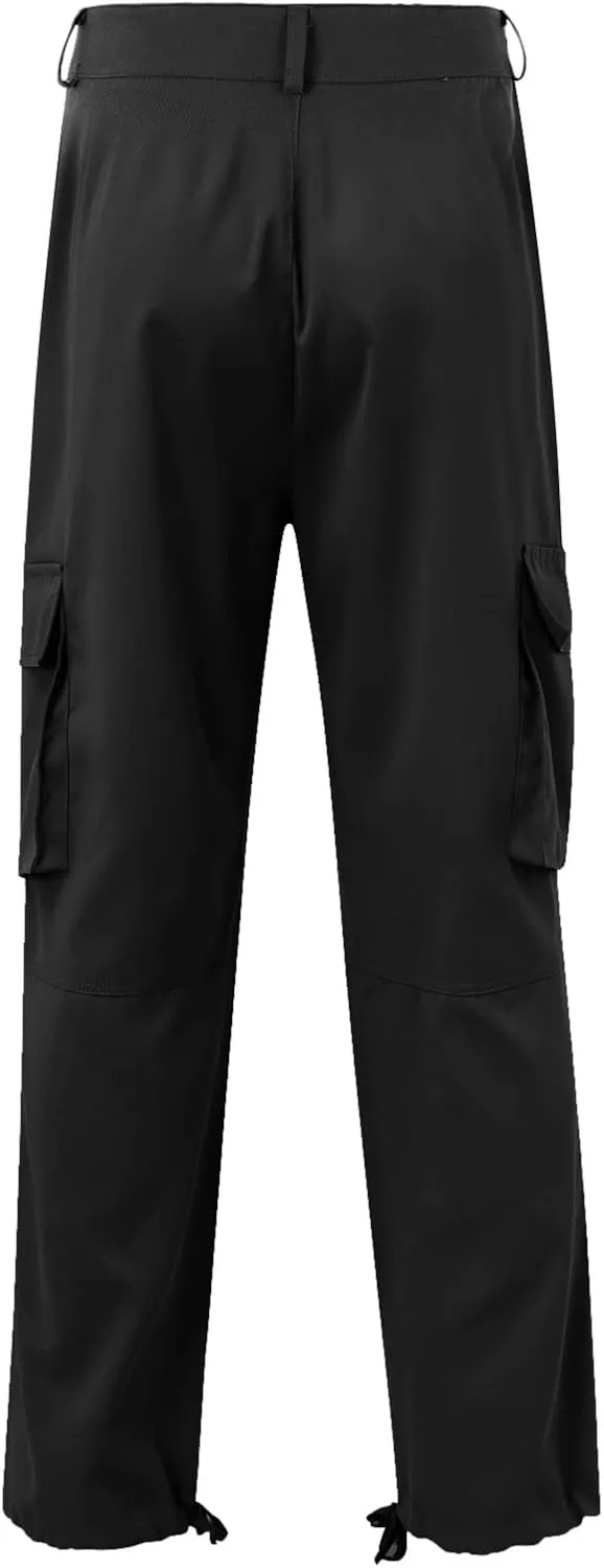 Men's Causal Cargo Pants Solid Color Multi Pockets Straight Trousers Outdoor Wearing Pants with Pockets Overalls
