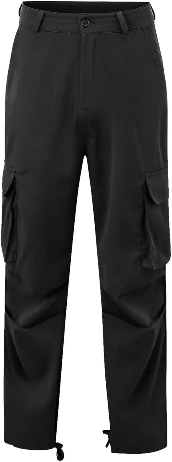 Men's Causal Cargo Pants Solid Color Multi Pockets Straight Trousers Outdoor Wearing Pants with Pockets Overalls
