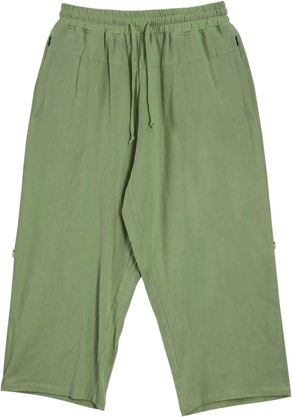 Mens Cotton Linen Drawstring Elastic Waist Casual Jogger Yoga Pants Slim Fit Lounge Cropped Pants Workout Pants