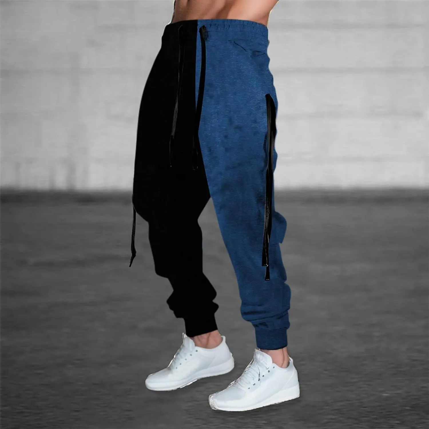 Mens Digital Printed Cargo Pants Fashion Casual Overalls with Pockets Drawstring Athletic Joggers Wild Cargo Pants