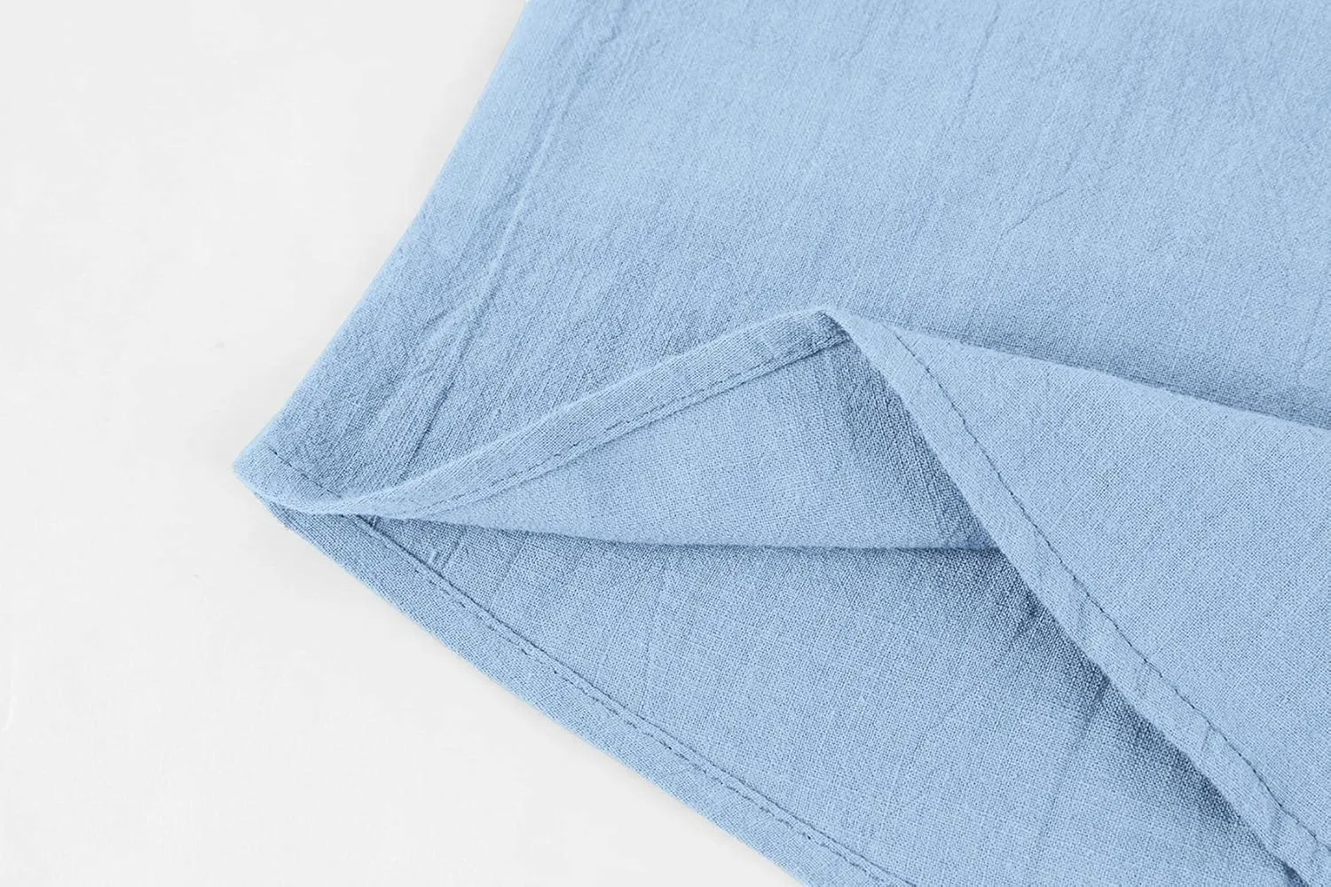 Mens Henley T-Shirt Linen Cotton Shirts Button Up Beach Tops Casual Short Sleeve Lightweight Plain Tees
