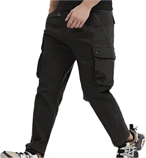 Mens Jean Cargo Pants Casual Tactical Pants Outdoor Slim Fit Overalls Trousers with Multi-Pockets Jogging Sweatpants