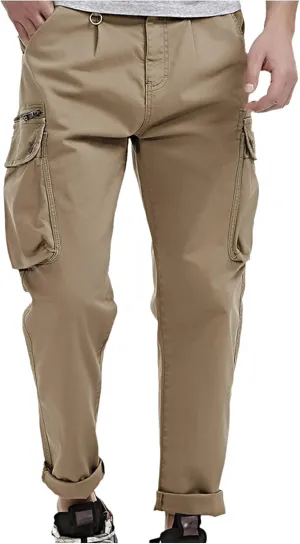 Mens Jean Cargo Pants Casual Tactical Pants Outdoor Slim Fit Overalls Trousers with Multi-Pockets Jogging Sweatpants