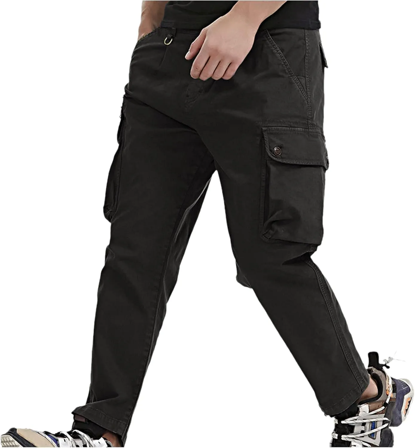 Mens Jean Cargo Pants Casual Tactical Pants Outdoor Slim Fit Overalls Trousers with Multi-Pockets Jogging Sweatpants