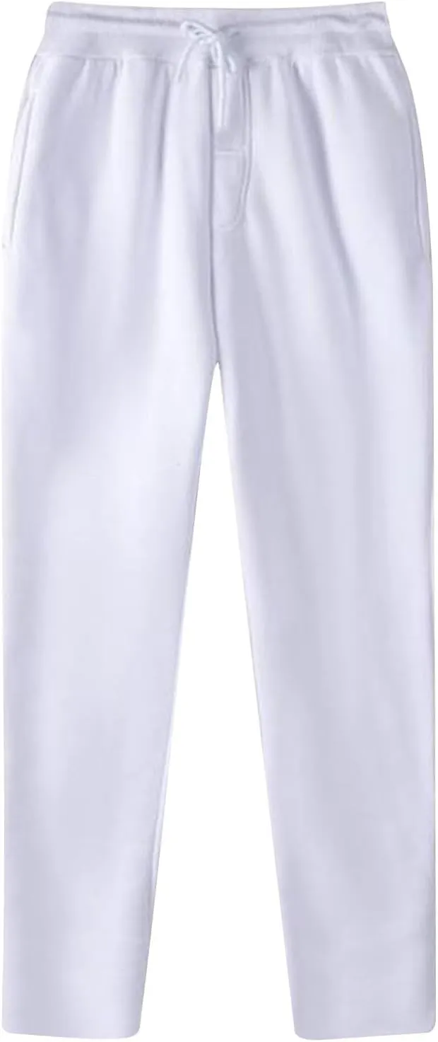 Men's Joggers Pants with Pockets Athletic Workout Running Sweatpants Solid Straight Pants Casual Wide Leg Trousers