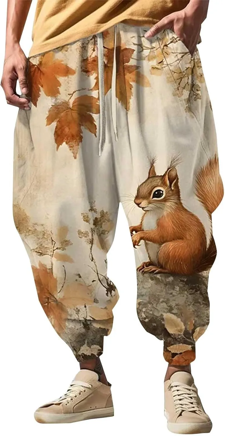 Mens Linen Cargo Jogger Pant Street Feel Casual Sweatpants Casual Wide Leg Jogger Pants Baggy Pants for Men Baggy