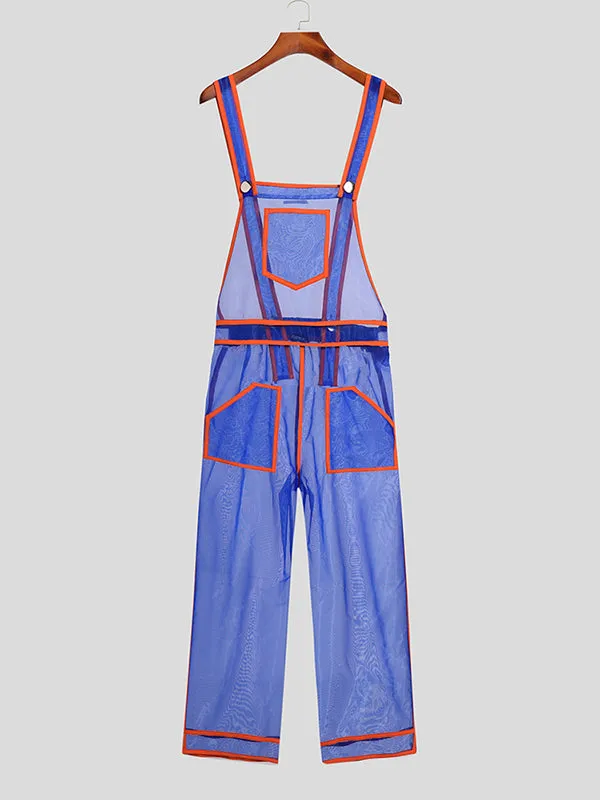 Mens Mesh See Through Casual Overalls SKUJ55273