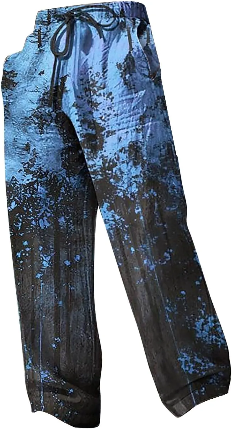 Mens Summer Casual Beach Pants Drawstring Elastic Waisted 3D Printed Fashion Trousers Holiday Vacation Combat Streetwear 2024