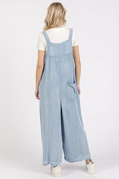 Mittoshop Wide Strap Wide Leg Overalls with Pockets