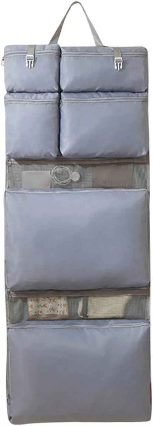 Multi-functional Compartment Travel Organizer,Space Saving Hanging Garment Bag for Clothes Bra Underwear Socks,Foldable Storage Bag (Grey, 8 in 1)