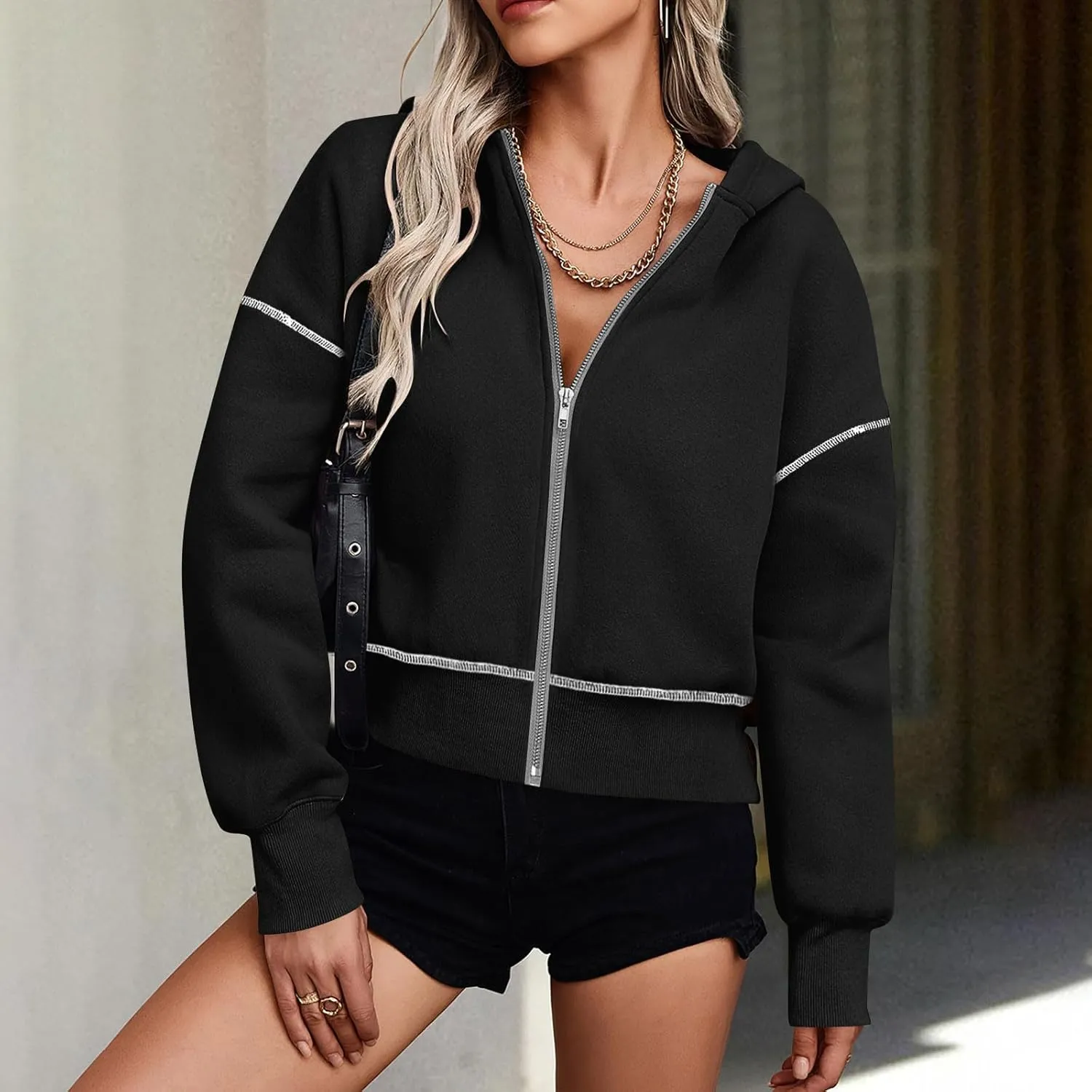 Oversized Hoodies For Women Loose Fit Full Zip Oversized Jacket Lightweight Baggy Casual Trendy Pullover Sweatshirt