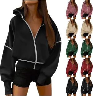Oversized Hoodies For Women Loose Fit Full Zip Oversized Jacket Lightweight Baggy Casual Trendy Pullover Sweatshirt