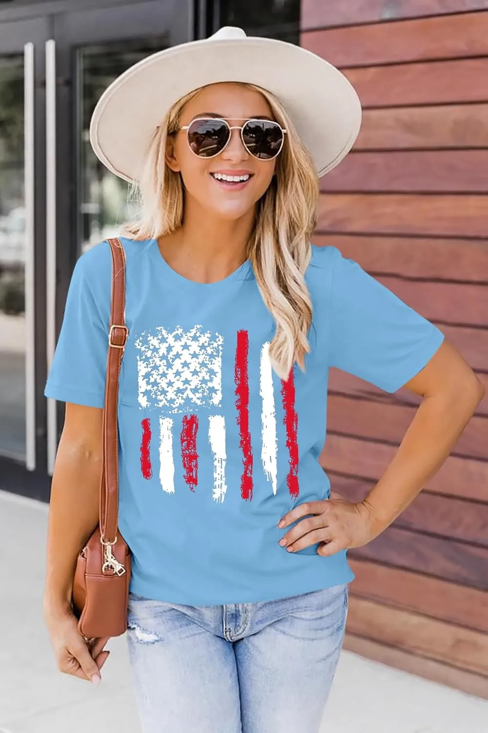 Patriotic Shirts for Women American Flag Shirt 4th of July Tshirt Graphic Tees Casual Short Sleeve Tee Top