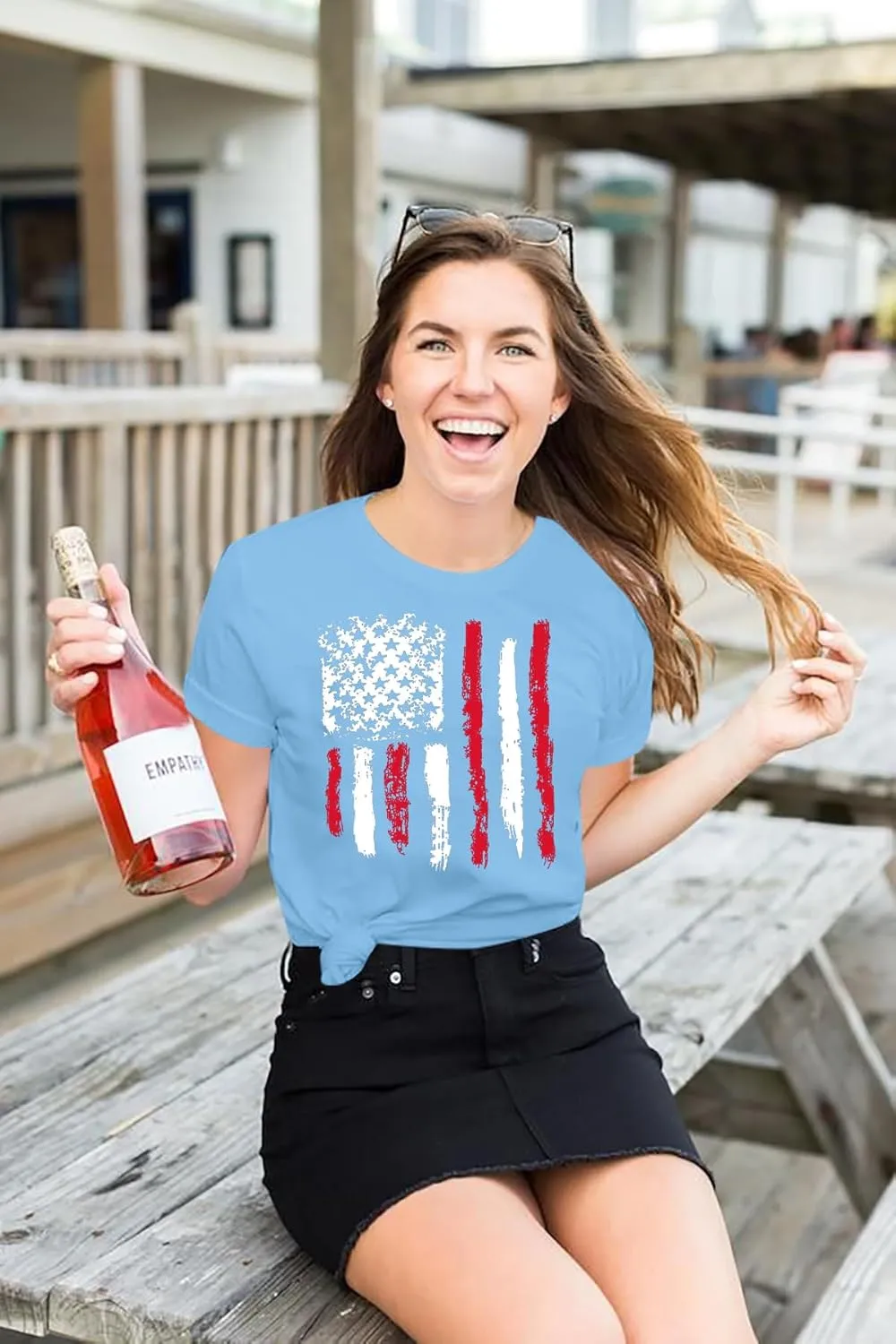 Patriotic Shirts for Women American Flag Shirt 4th of July Tshirt Graphic Tees Casual Short Sleeve Tee Top