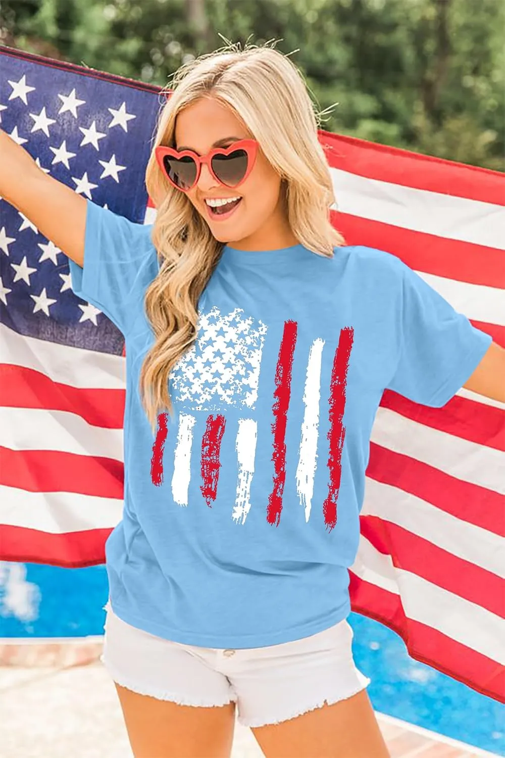Patriotic Shirts for Women American Flag Shirt 4th of July Tshirt Graphic Tees Casual Short Sleeve Tee Top