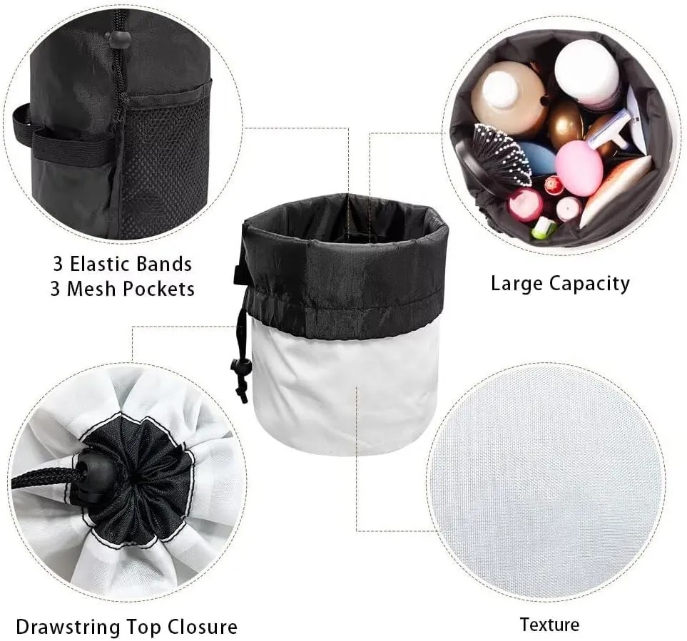 Poceacles Drawstring Makeup Bag Travel Cosmetic Bag Pouch, Multi-functional Toiletry Bucket Pouch Organizer Storage Pocket for Women, Blue Butterfly Water Ripples