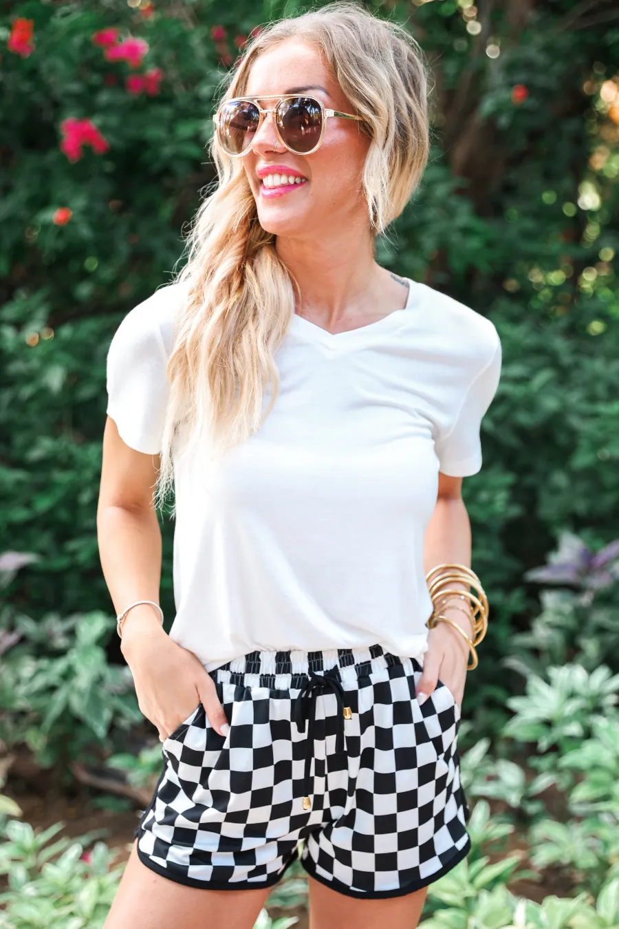 PREORDER-Checkerboard Checkered Drawstring Everyday Shorts By Jess Lea (Ships Early March)