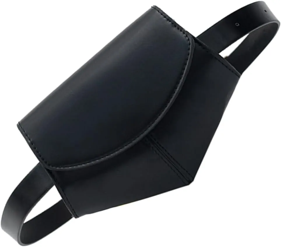 PU Leather Adjustable Waist Bag for Women Fashionable Purse Multi Functional Travel Accessory Black for Wallet Phone Keys Passport and Credit Card Storage