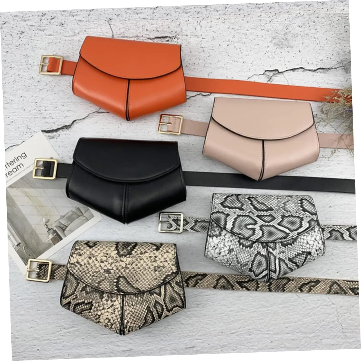 PU Leather Adjustable Waist Bag for Women Fashionable Purse Multi Functional Travel Accessory Black for Wallet Phone Keys Passport and Credit Card Storage