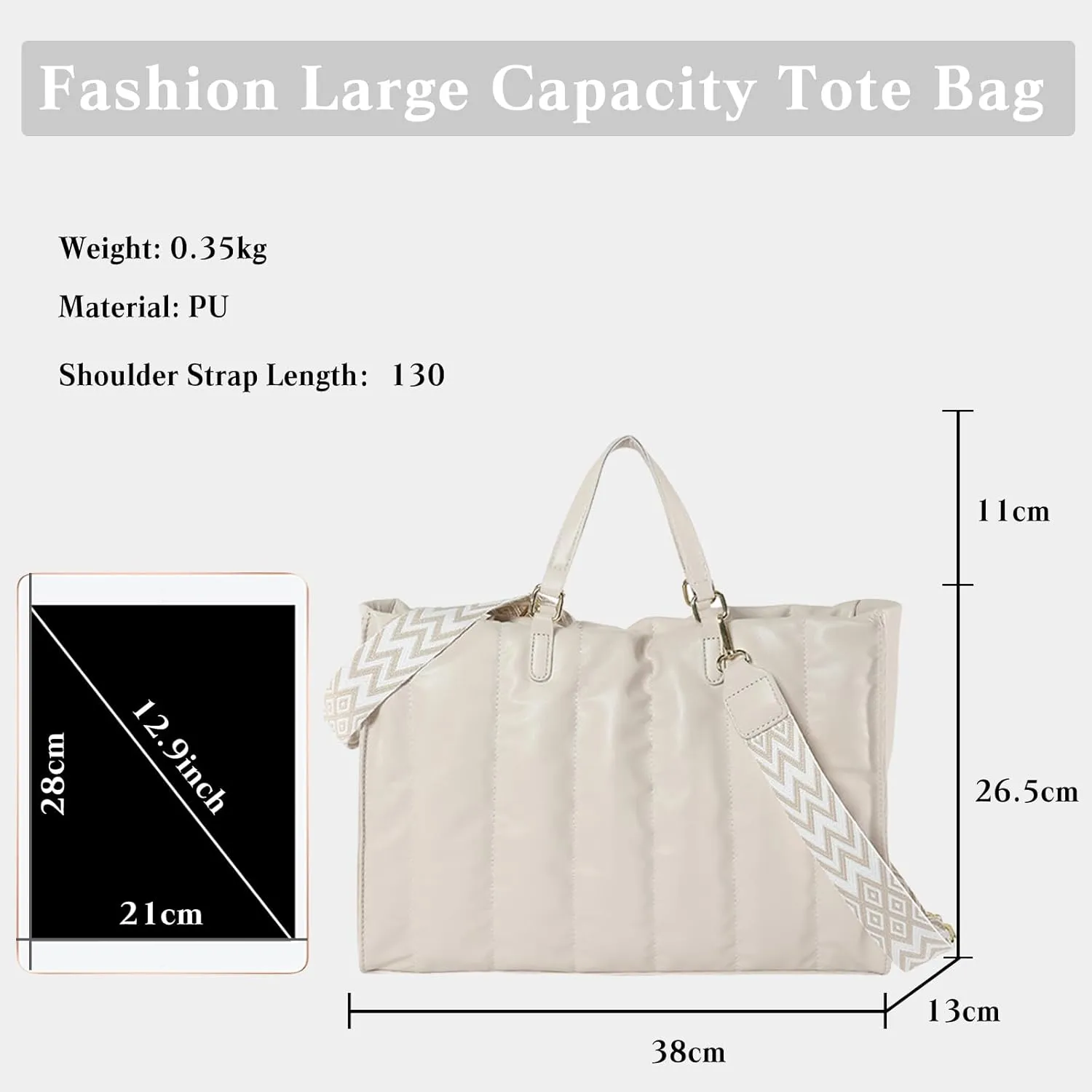 Quilted Tote Bag for Women Soft Puffy Handbag PU Leather Shoulder Bag Down Cotton Padded Top Handle Bag Crossbody Bag