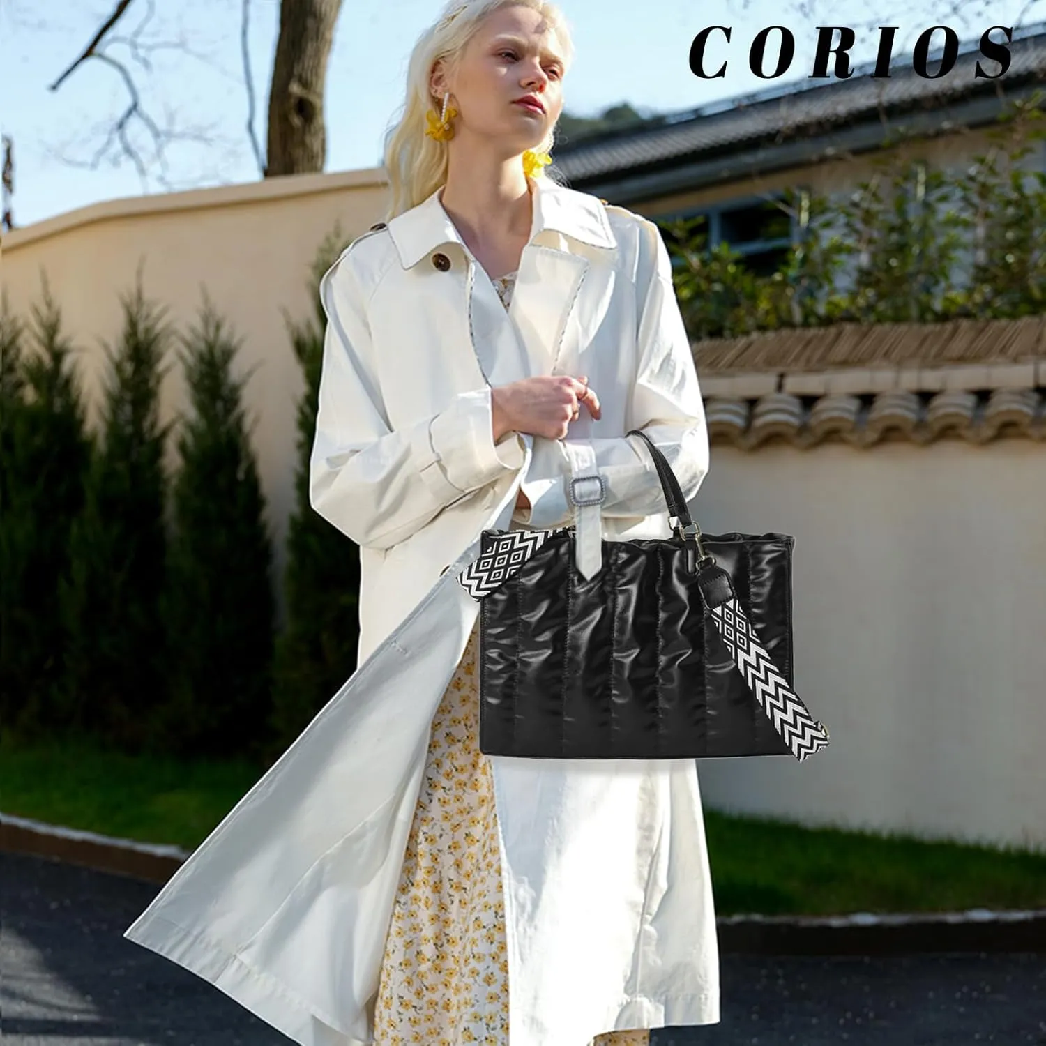 Quilted Tote Bag for Women Soft Puffy Handbag PU Leather Shoulder Bag Down Cotton Padded Top Handle Bag Crossbody Bag