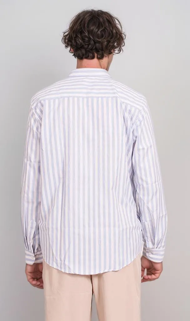 R206385 - Striped Ready Garment Button-Up Shirt - Light Blue & White