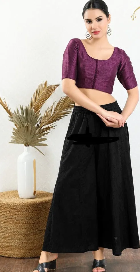Readymade Mulbury Silk Padded Front Open Elbow Sleeves Saree Blouse