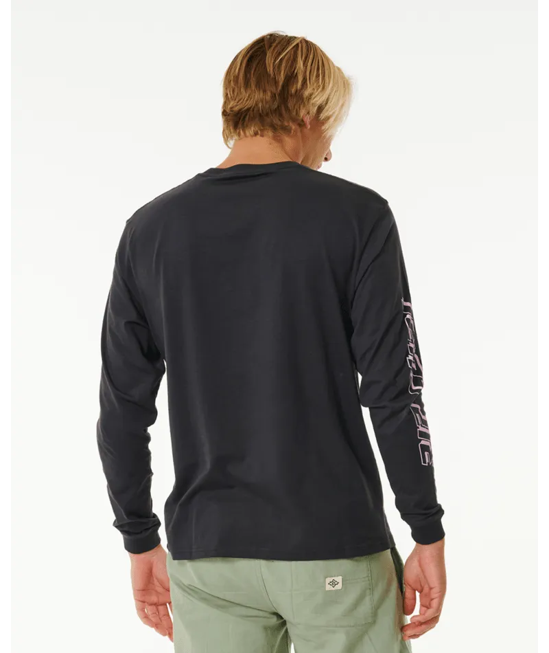 Rip Curl Fade Out Icon L/S Tee-Black/Purple